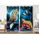 YISUMEI - Thermal Insulated Blackout Curtain Material Ring Top Curtain for Bedroom Livingroom - Butterfly Mushroom Fox - 140 x 245 cm (WxD) 2 Panels