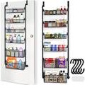 Over Wood Door Pantry Storage Kitchen 6-Tier Door Hanging Storage Metal Pantry Door Organization And Storage Heavy-Duty Metal Hanging Kitchen Spice Can Rack Organizer With Suction Cups