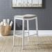 Red Barrel Studio® Vintage Series Backless Uph Barstool Wood/Upholstered/Metal in White | 30 H x 19.5 W x 14 D in | Wayfair