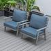 Corrigan Studio® Modern Patio Arm Chairs w/ Cushion, Cotton in Gray/Blue | 34.25 H x 30.31 W x 33.66 D in | Wayfair