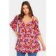 Yours Curve Purple Floral Print Cold Shoulder Top, Women's Curve & Plus Size, Yours