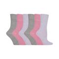 Gentle Grip Womens - 6 Pairs Ladies Non Elastic Socks - GG72 - Pink Cotton - Size UK 4-8