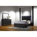 Winston Porter 3-1_Geri LED Upholstered Panel Bedroom Set Upholstered in Black/Brown | 59.2 H x 57.2 W x 76 D in | Wayfair