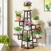 17 Stories Mayetta Rectangular Multi-tiered Plant Stand Wood/Metal/Manufactured Wood in Black/Brown | 43.3 H x 9.84 W x 11.02 D in | Wayfair