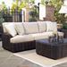 Woodard Aruba Patio Sofa w/ Sunbrella Cushions All - Weather Wicker/Wicker/Rattan in Brown | 32 H x 88 W x 37 D in | Wayfair S530031-53N