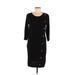 Spense Casual Dress - Sheath Scoop Neck 3/4 sleeves: Black Print Dresses - Women's Size Medium