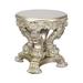 Traditional Round End Table with Ornate Carvings in Antique Gold