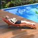 Costway 2 PCS Folding Wooden Outdoor Lounge Chair Chaise Red/White - See Details