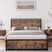 Large Storage Bed Frame with 4 Drawers Metal Platform Bed Full/ Queen Size