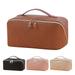 PU leather woven embossed large capacity travel cosmetic bag Ivory white 23.5Ã—12Ã—12cm