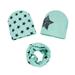 Coral Hat 3PC Toddler Baby Autumn Winter Hat Cap Stars Prints Hats Kids Scarf Collars Sets Toddler Kid