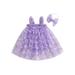 Princess Mesh Baby Girls Romper Dress Summer Outfits 3D Butterfly Tulle Sleeveless Bodysuit+Headband 2PCS Set