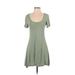 Mi ami Casual Dress - Mini: Teal Solid Dresses - Women's Size Small