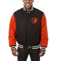 Men's JH Design Black/Orange Baltimore Orioles Big & Tall All-Wool Jacket with Embroidered Logos