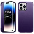 Flip Cover Leather Hybrid Case for iPhone 14 Pro - Purple