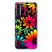 MUNDAZE Samsung Galaxy A21 Shockproof Clear Hybrid Protective Phone Case Neon Rainbow Glow Colorful Abstract Flowers Floral Cover