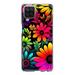 MUNDAZE Samsung Galaxy A12 Shockproof Clear Hybrid Protective Phone Case Neon Rainbow Glow Colorful Abstract Flowers Floral Cover