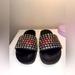 Gucci Shoes | New Gucci Web Calf Skin Leather Rhinestones Slides Sandals Shoes Sz 36 Org 1280$ | Color: Black/Red | Size: 36