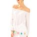Lilly Pulitzer Tops | Lilly Pulitzer Enna Off Shoulder Rainbow Fringe 3/4 Sleeve Peasant Blouse | Color: White | Size: Xxs
