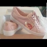 Michael Kors Shoes | Michael Kors Mk Pink Heart Rose Gold Leather Sneakers Shoes 7.5 | Color: Gold/Pink | Size: 7.5