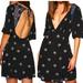 Free People Dresses | New Nwt Free People Mocking Bird Mini Dress Black Multi Plunge V-Neck Shift 4 | Color: Black/Purple | Size: 4