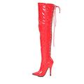 Gizelle Damen Schnürstiefeletten auf der Rückseite Overknee-Stiefel, rotes Leder, 35.5 EU