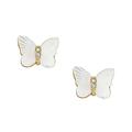 Fossil Earrings for Women Radiant Wings White Mother of Pearl Stud Butterfly Earrings, Length: 7mm, Width: 9.7mm, JF04422710