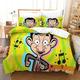 unesun Mr Bean 3 Pieces Duvet Cover Set with Pillowcase，Double（200x200cm），3D Comedian Quilt Duvet Cover with Zipper Closure，suitable for Kids Adult，Ultra Soft Hypoallergenic Microfiber