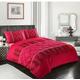 TEXTILER Eleanor Duvet Cover Set-Luxurious Laced Pintuck Diamond Pinch Super King Duvet Set,Fancy Polycotton Red Bedding set with Pillow Cases (Super King Size, Red)