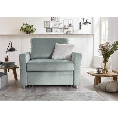 Schlafsofa DIE PLANBAR "MP-PD19021", blau (ice), B:106cm H:90cm T:100cm, 100% Polyester, Sofas, mit Längsschläferfunktion 80x210 cm Image