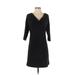 J.Crew Factory Store Casual Dress - A-Line Cowl Neck 3/4 sleeves: Black Print Dresses - Women's Size Small