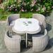 Orren Ellis Chasha Specialty 4 - Piece 47.24" Long Outdoor Dining Set w/ Cushions Stone/Concrete/Wicker/Rattan in Gray/White | 47.24 W x 47.24 D in | Wayfair