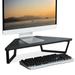 Latitude Run® Monitor Stand Wood/Metal in Black | 5.3 H x 26 W x 9.5 D in | Wayfair 62CF9B5C059B46D4B7FED14DD0B03E55