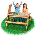 2in1 Kindersitzgruppe +Sand-und Wasserspieltisch Kinder Picknicktisch - natur - Coemo