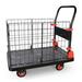 Folding Hand Truck Dolly with Folding Basket 660LBS Capacity Carts with Wheels Platform Truck Hand Truck Foldable Dolly Push Cart Dolly with 4 Wheels Black+Red