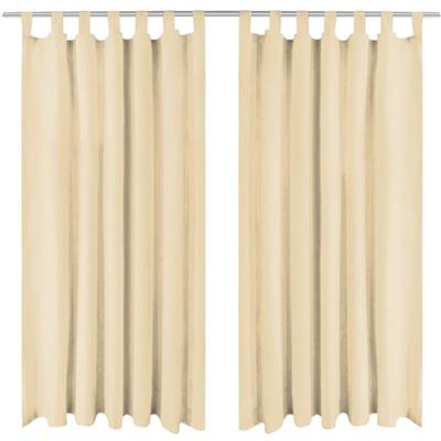 Vorhänge Mikro-Satin 2 Stk. mit Schlaufen 140x245 cm Beige Vidaxl