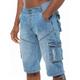 Kruze By Enzo Mens Cargo Combat Shorts - Sky Blue Polycotton - Size 48