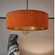 Large 45cm Burnt Orange Velvet Ultra Slim Lampshade with Gold Lining and XL LED Bulb Included