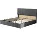 Mixoy Linen Fabric Bed Frame with Lifting Storage Underneath, Modern Bed Frame with Removable Headboard