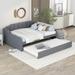 Twin Size Upholstery Daybed with Trundle and USB Charging Design