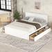 Queen Size Wooden Platform Bed with Four Storage Drawers and Support Legs, Sturdy Frame Bed with Headboard