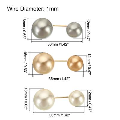 Pearl Brooch Pins 1.4 Inch Metal Faux Pearl Clips, Gray/White/Gold, 3pcs - Gray/White/Gold