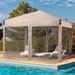 Aoodor 12'x12' Pop Up Canopy Tent with Removable Mesh Sidewalls, Portable Instant Shade Canopy with Roller Bag