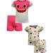 AME Sleepwear Girls Baby Shark Girls Pink 4 Piece Cotton Toddler Shortie Pajamas (2T)