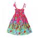 BULLPIANO 2-12 Years Girls Casual Dress Fashion Swing Dress Summer Boho Dress with Necklace