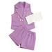 B91xZ Toddler Girl Outfits Summer Toddler Girls Sleeveless Solid Colour Coat Vest Shorts Three Piece Outfits Set for Kids Purple Sizes 1-2 Years