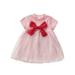 TSEXIEFOOFU Baby Girl Princess Dress Summer Short Sleeve Round Neck Bow Front Mesh Tulle Dress