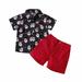 Holiday Savings Deals! Kukoosong Summer Baby Boy Clothes Christmas Autumn Winter Boys Santa Claus Printed Short Sleeve Shirt Solid Shorts Two Piece Set Red 2-3 Years