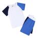 B91xZ Girls Outfit Sets Toddler Kids Baby Unisex Summer Tshirt Shorts Soft Patchwork Cotton 2PC Sleepwear Outfits Blue Sizes 9-10 Years