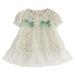 B91xZ Girls Dresses Toddler Girls Short Sleeve Bow Lace Dress Floral Prints Princess Dress Clothes Green Sizes 12-18 Months